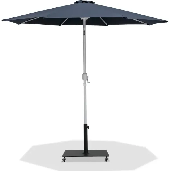 Meridian Furniture Fiji Grey Fabric / Matte Black Aluminum Patio Umbrella with Base Sets