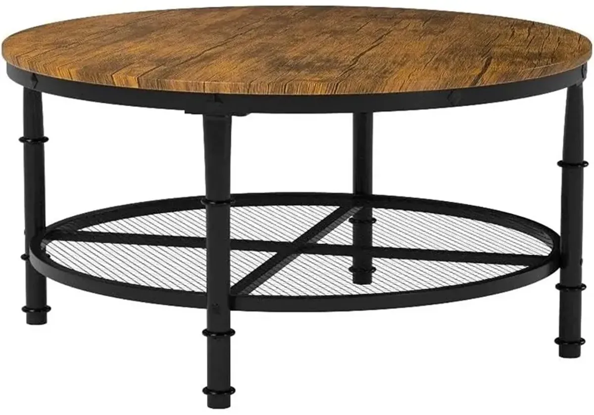 Best Choice Products 2-Tier 35.5in Round Industrial Coffee Table