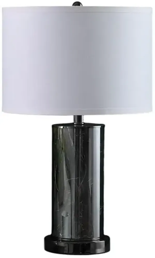 Hivvago 21" Glass LED Cylinder Table Lamp with Nightlight and White Drum Shade