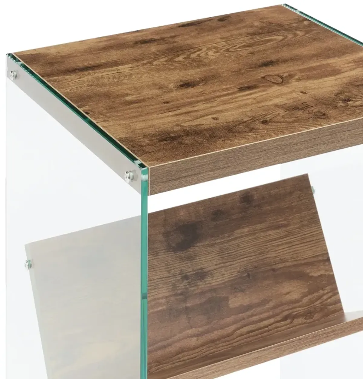 Convenience Concepts SoHo Glass End Table with Shelf, Barnwood/Glass