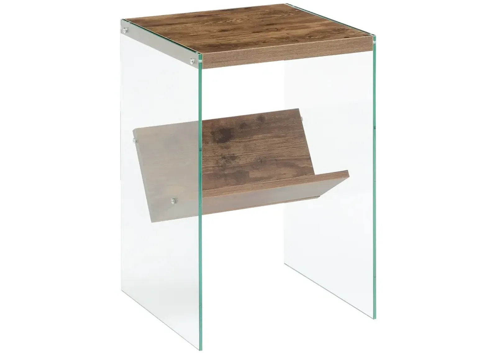 Convenience Concepts SoHo Glass End Table with Shelf, Barnwood/Glass