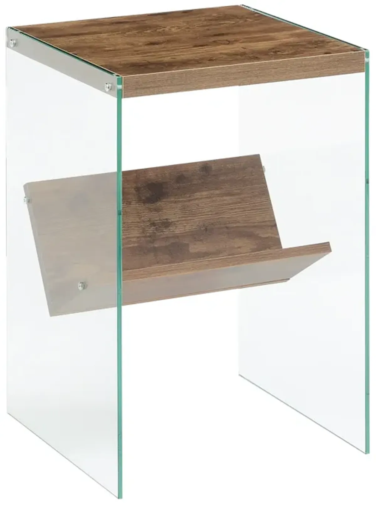 Convenience Concepts SoHo Glass End Table with Shelf, Barnwood/Glass