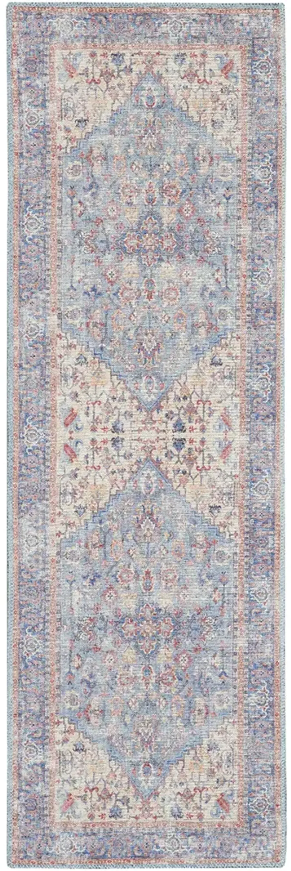 Machine Washable Series 1 SR104 Blue/Multicolor 2' x 6' Rug