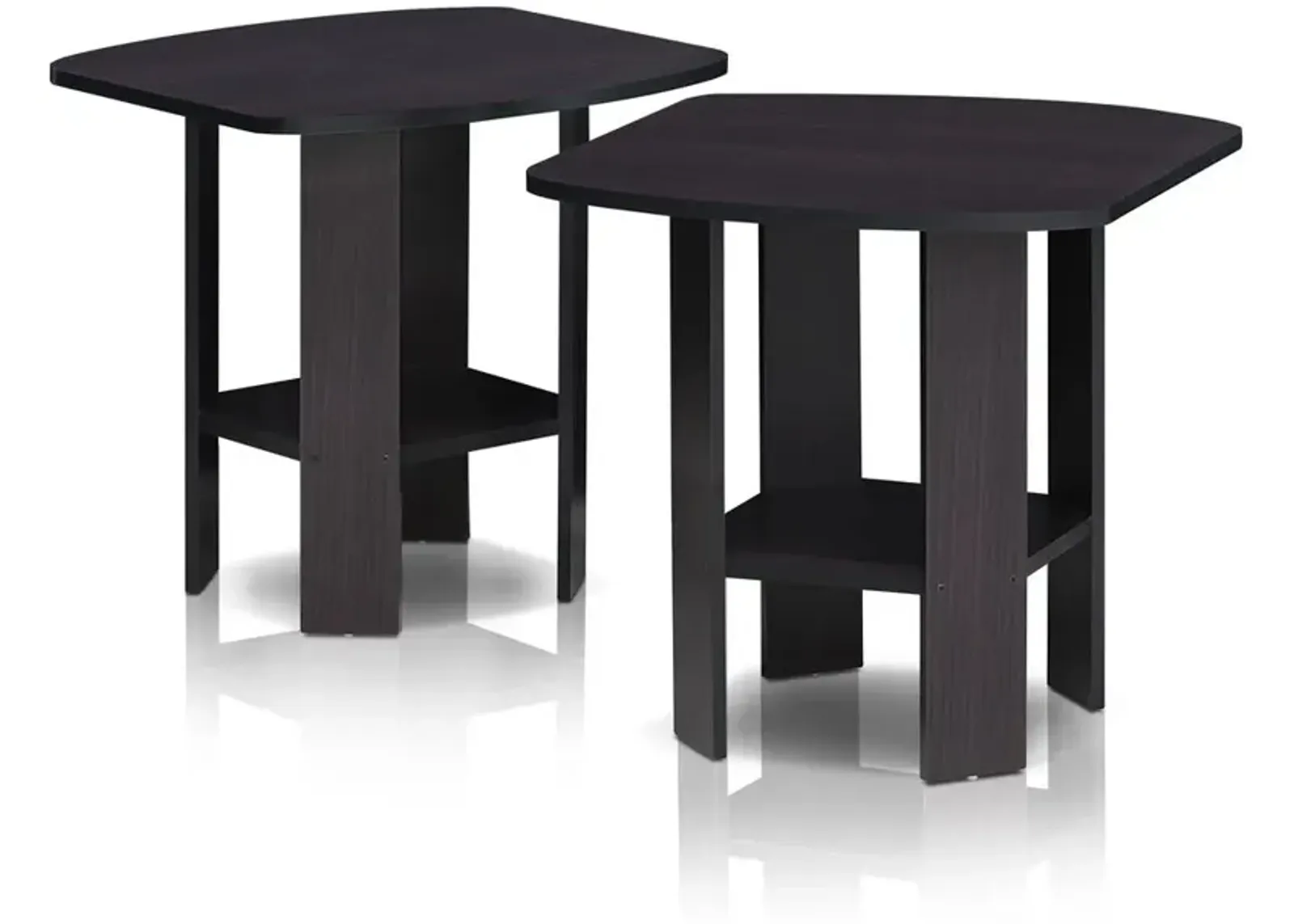 Furinno 2-11180DWN Simple Design End Table Set of Two, Dark Walnut