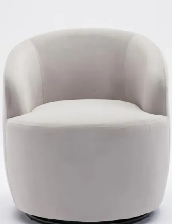 Comfy Swivel Accent Chair in Velvet with Metal Support