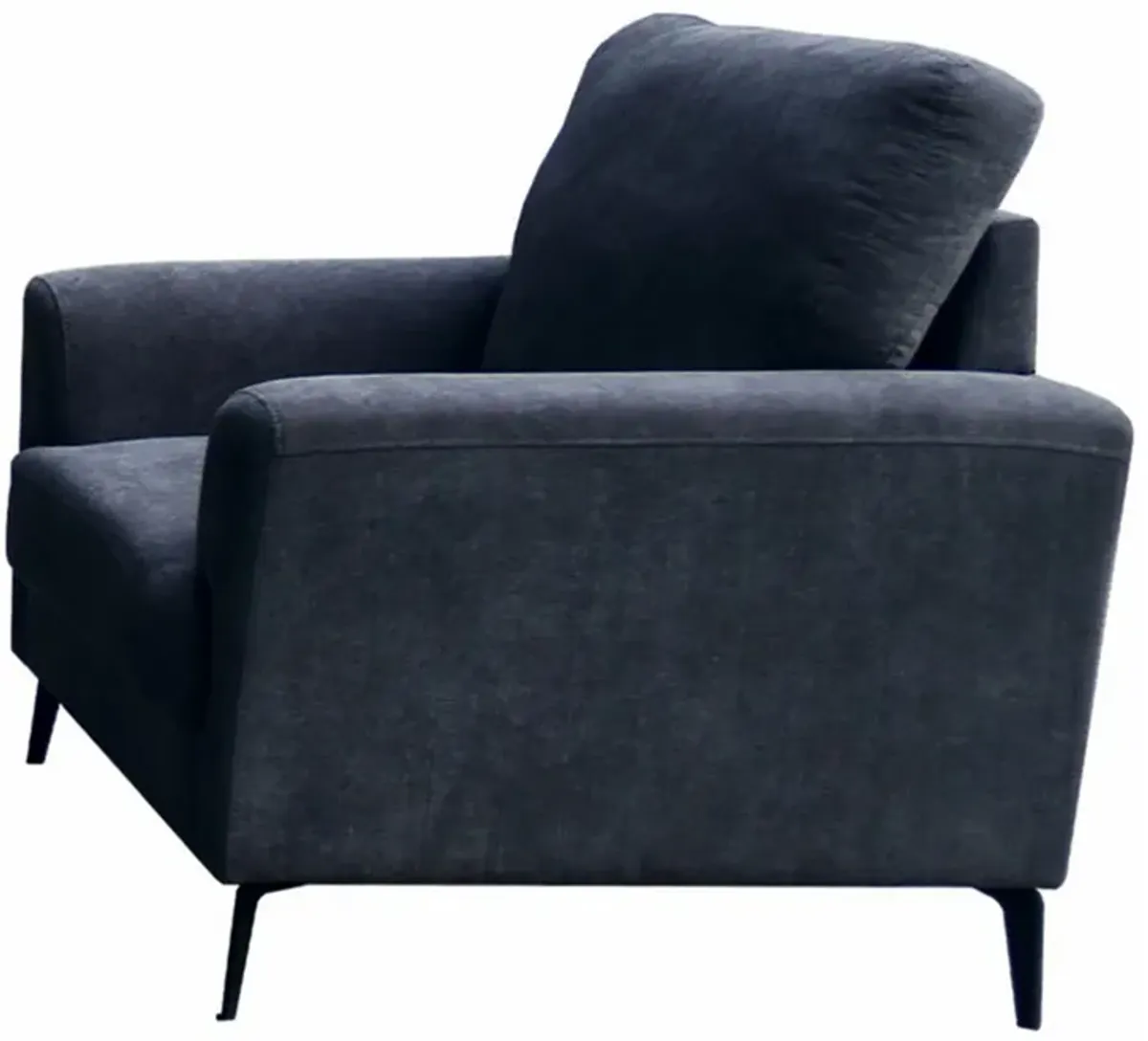 Jake 37 Inch Accent Sofa Armchair, Black Chenille Foam Cushions, Metal Legs - Benzara