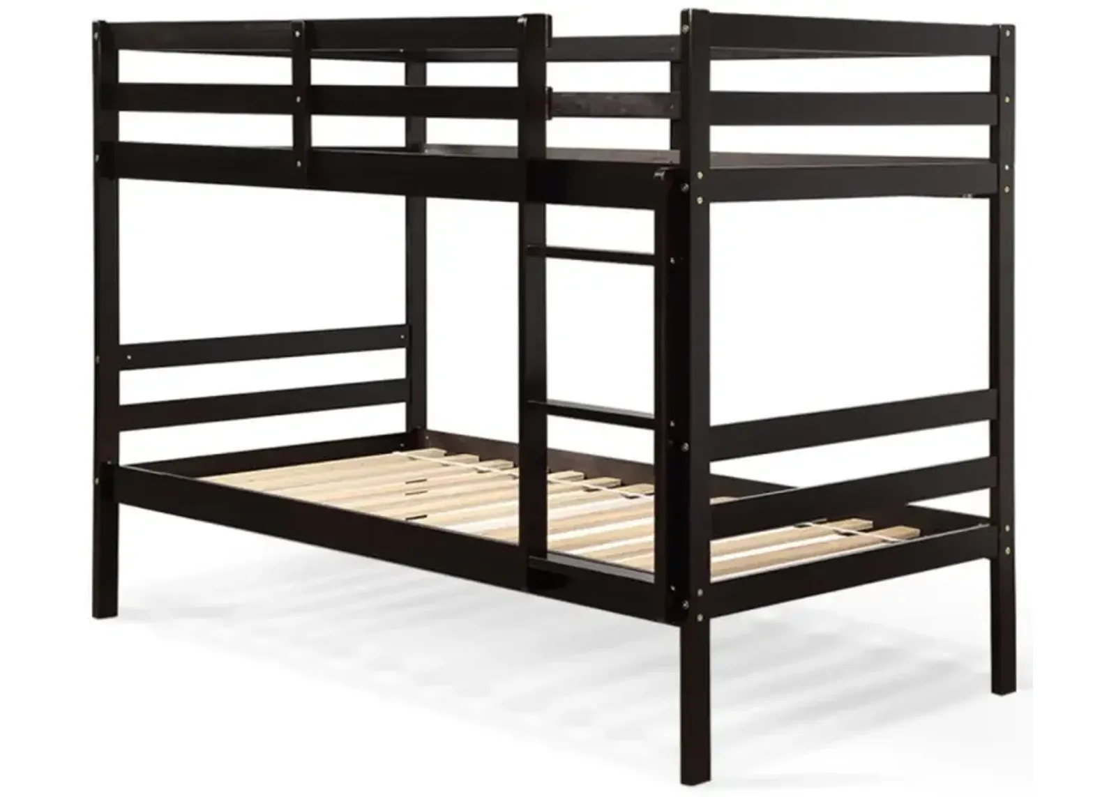 Hivvago Twin Size Sturdy Wooden Bunk Beds with Ladder and Safety Rail