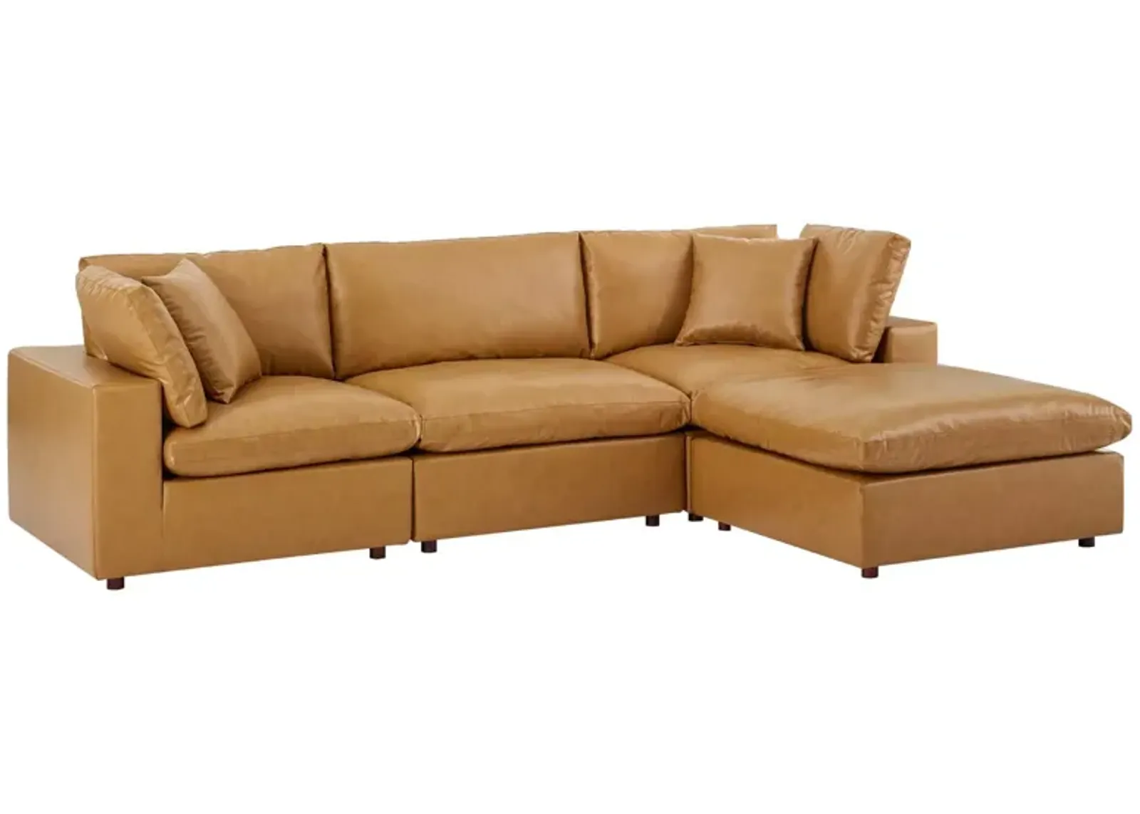 Commix Down Filled Overstuffed Vegan Leather 4-Piece Sectional Sofa