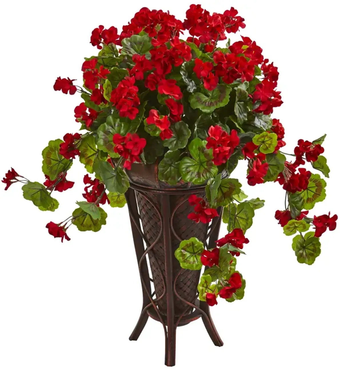 Hivvago Geranium Artificial Plant in Stand Planter
