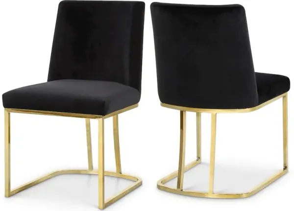 Meridian Furniture Heidi Black Velvet Dining Chair, Set of 2