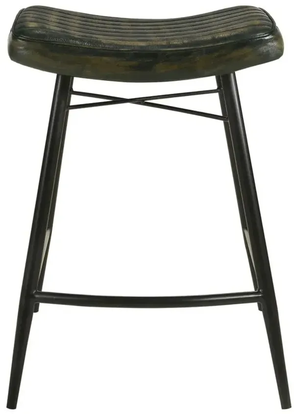 Saddle Seat Backless Counter Height Stool Antique Espresso and Black (Set of 2)