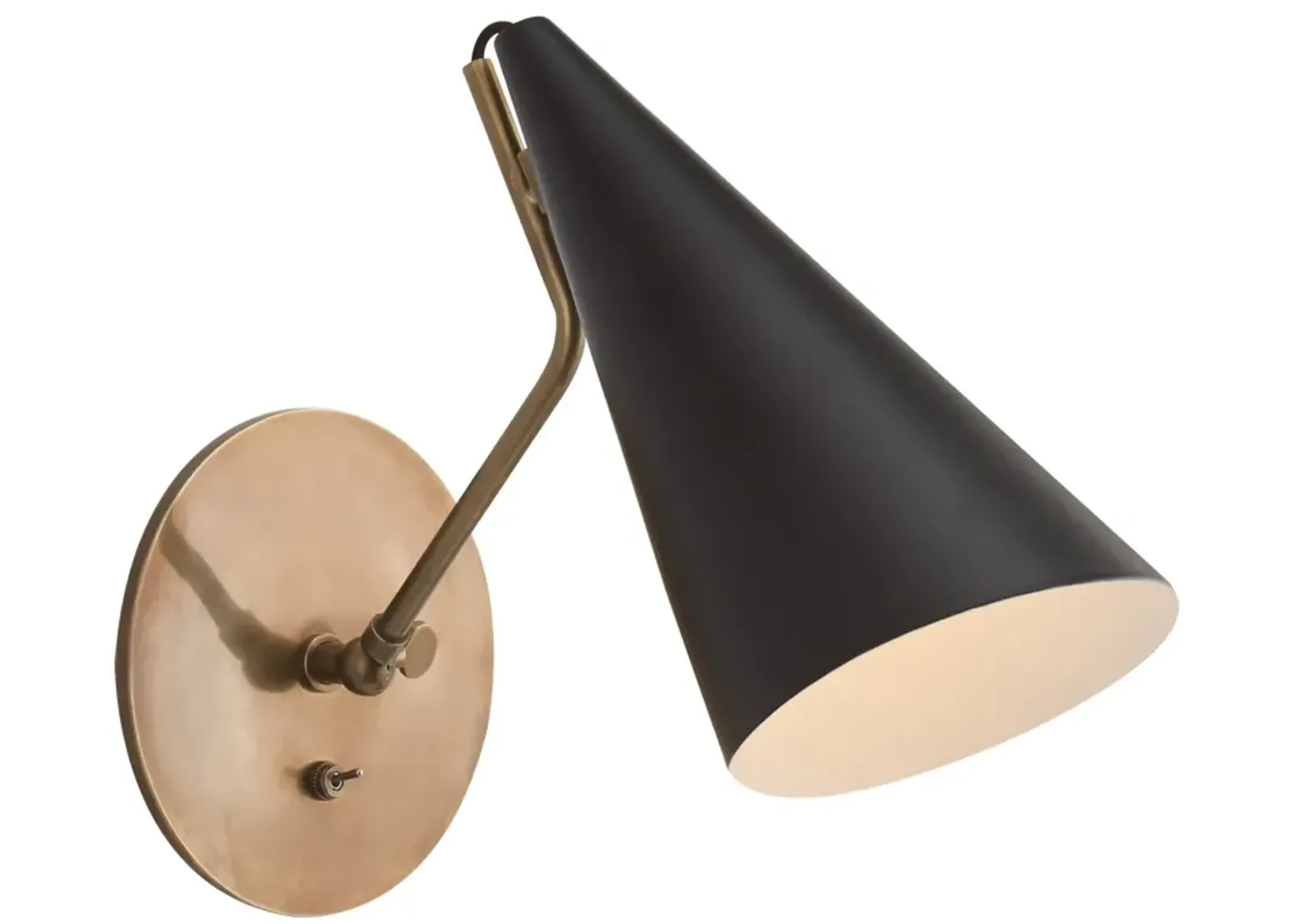 Clemente Wall Light in Hand-Rubbed Antique Brass with Black