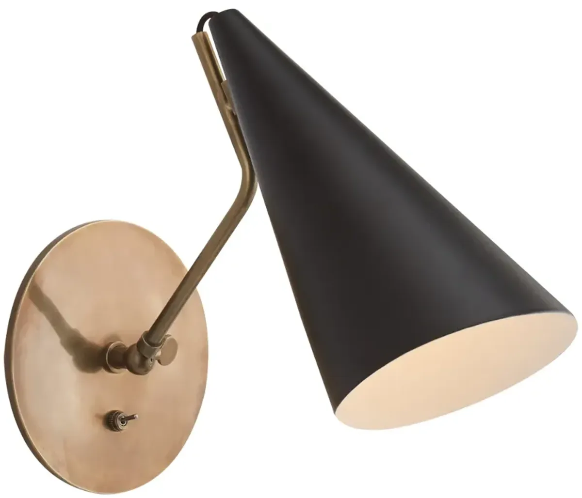 Clemente Wall Light in Hand-Rubbed Antique Brass with Black