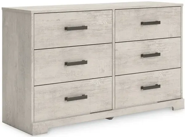 Shawn Wide Dresser, 6 Drawers, Black Handles, Light Gray Wood, 59 Inch - Benzara