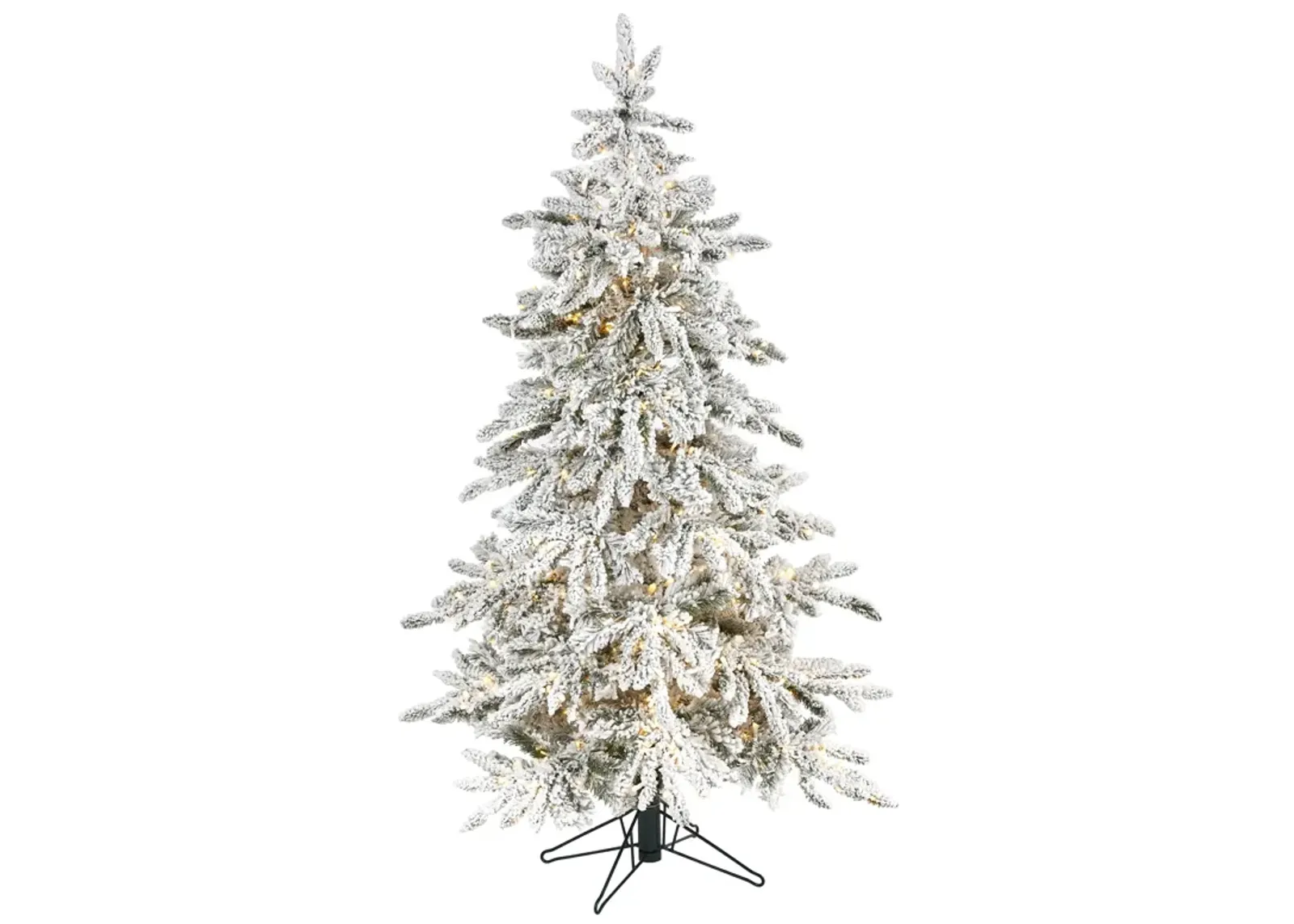 HomPlanti 5 Feet Flocked Grand Northern Rocky Fir Artificial Christmas Tree with 650 Warm Micro (Multifunction with Remote Control) LED Lights, Instant Connect Technology and 386 Bendable Branches