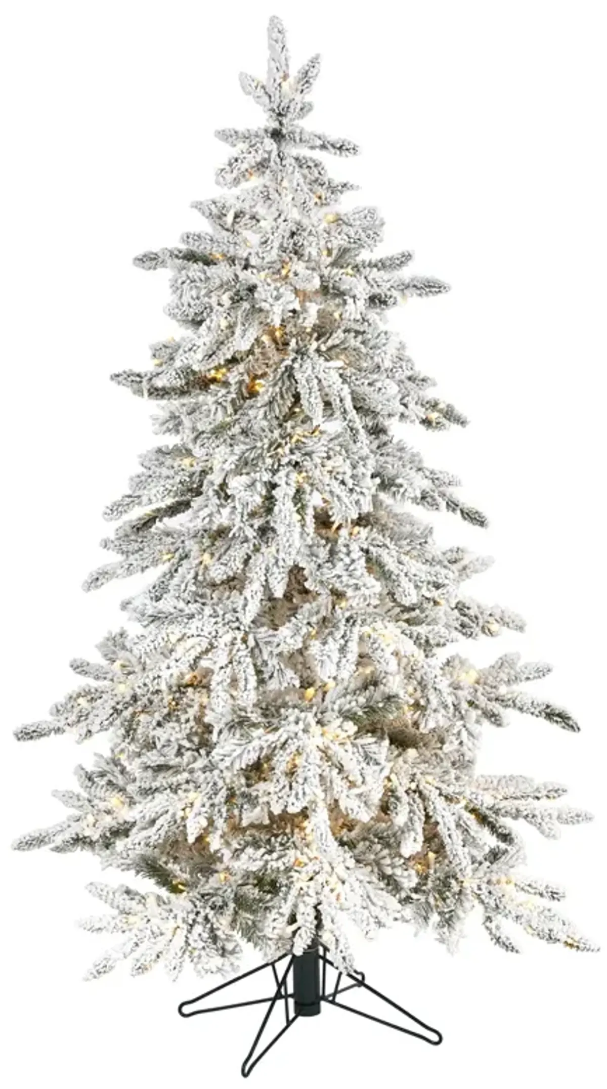 Hivvago 5 Feet Flocked Grand Northern Rocky Fir Artificial Christmas Tree with 650 Warm Micro (Multifunction with Remote Control) LED Lights, Instant Connect Technology and 386 Bendable Branches