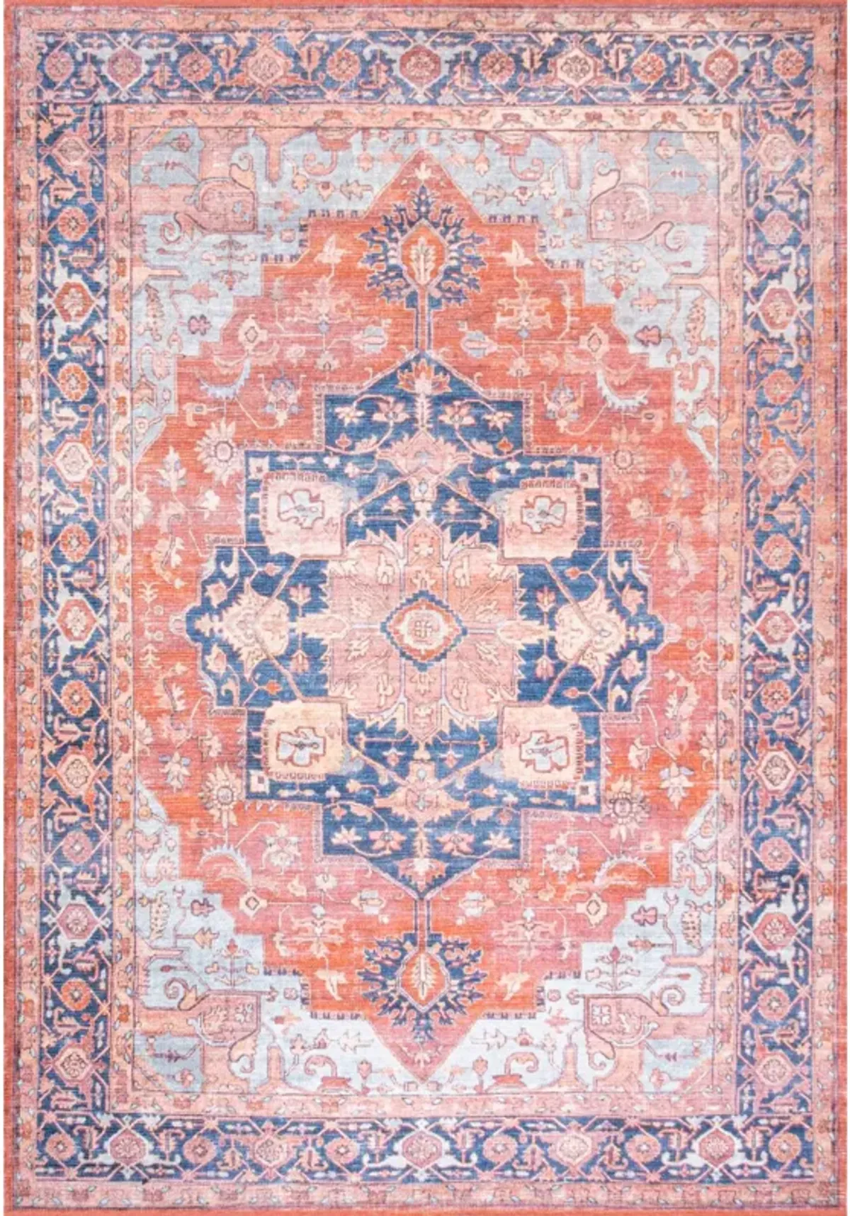 Maris Ornate Medallion Machine-Washable Area Rug