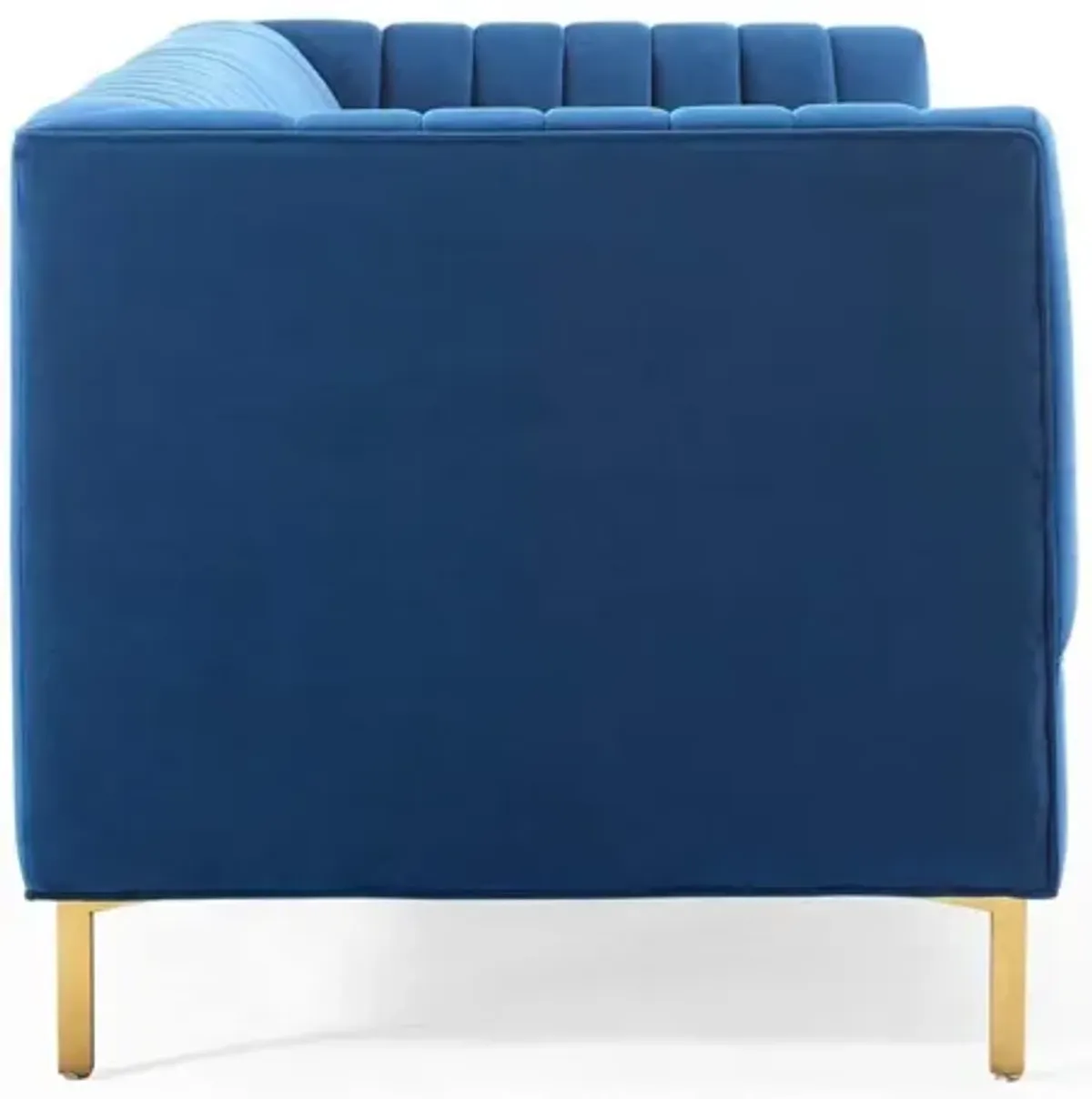 Modway Shift Modern Channel Tufted Performance Velvet Sofa in Navy/Gold