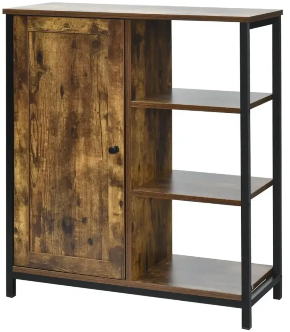 Hivvago Multipurpose Freestanding Storage Cabinet with 3 Open Shelves and Doors