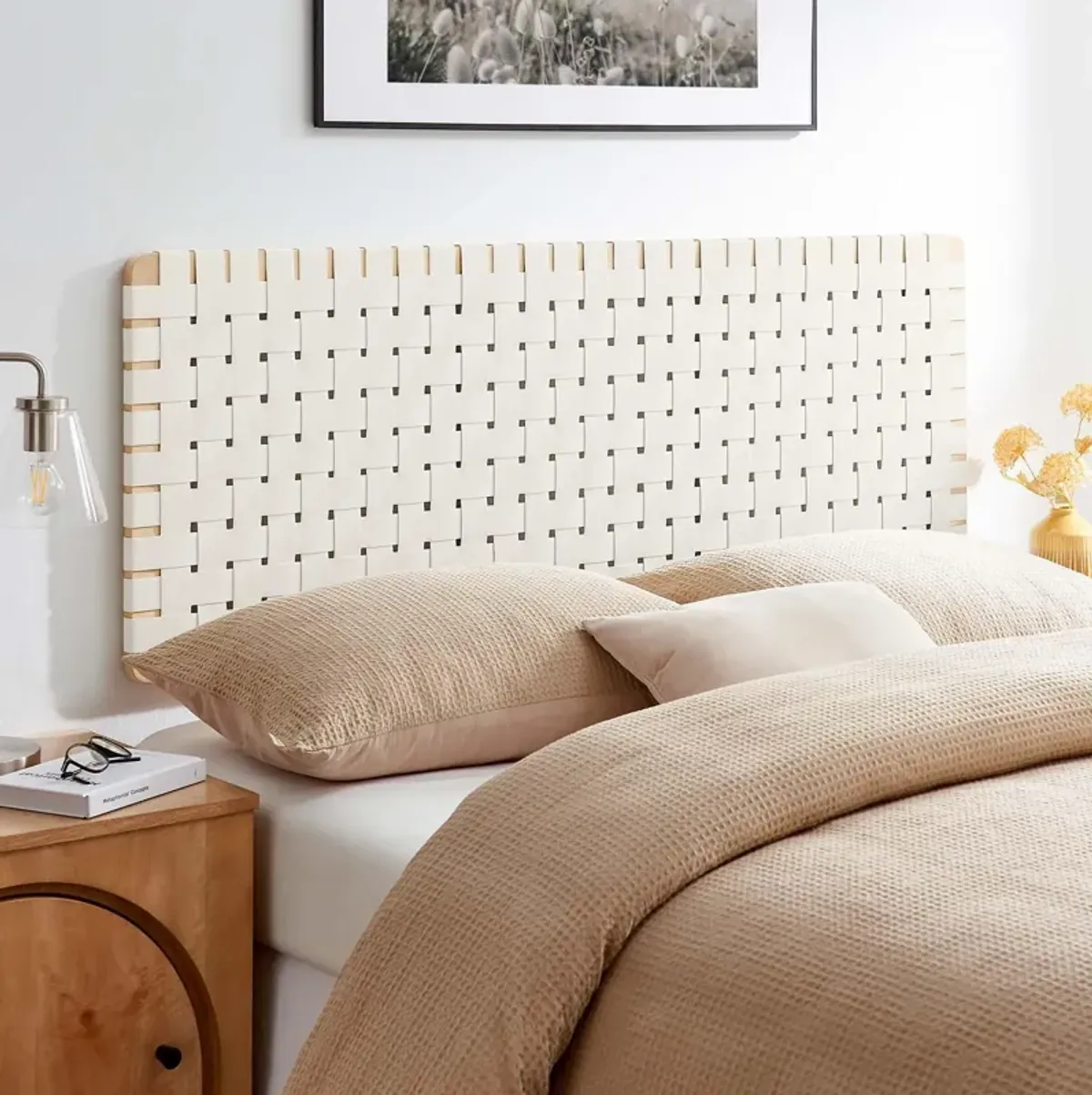 Sparta Weave Wall-Mount Queen Vegan Leather Headboard