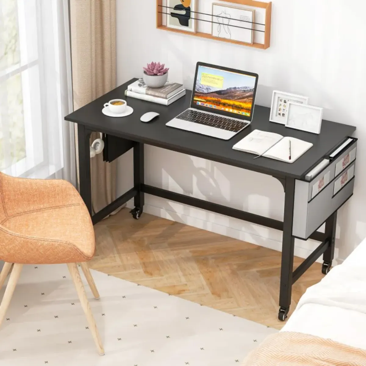 Hivvago Mobile Computer Workstation with 4 Smooth Casters