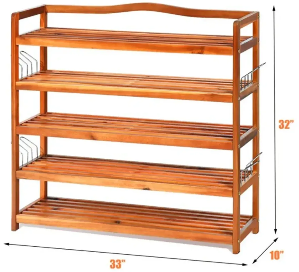 Hivvago 5-Tier Wood Large Shoe Rack Holds up 12-18 Pairs