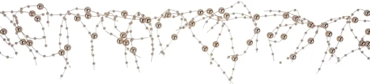 5' x 2" Metallic Rose Gold Beaded Christmas Garland- Unlit