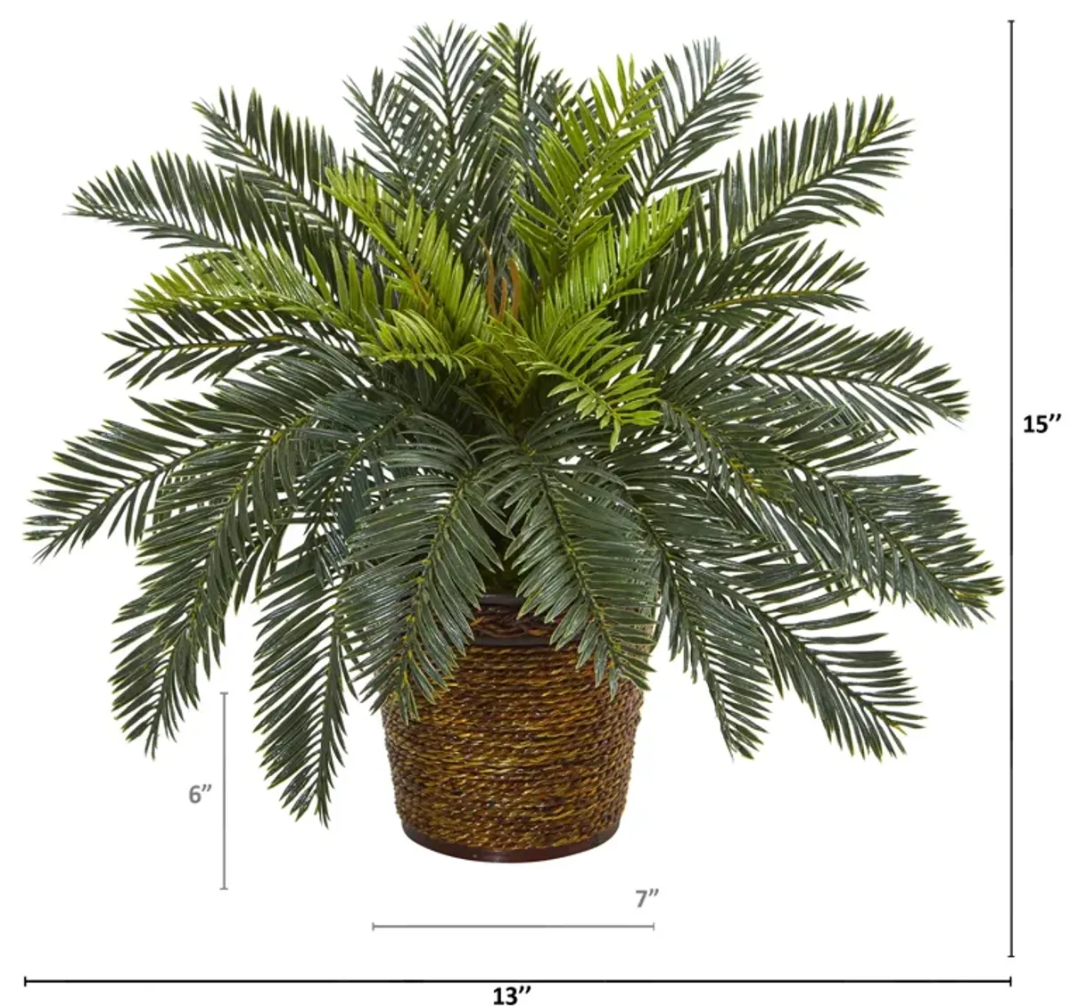Hivvago 15" Cycas Artificial Plant in Basket