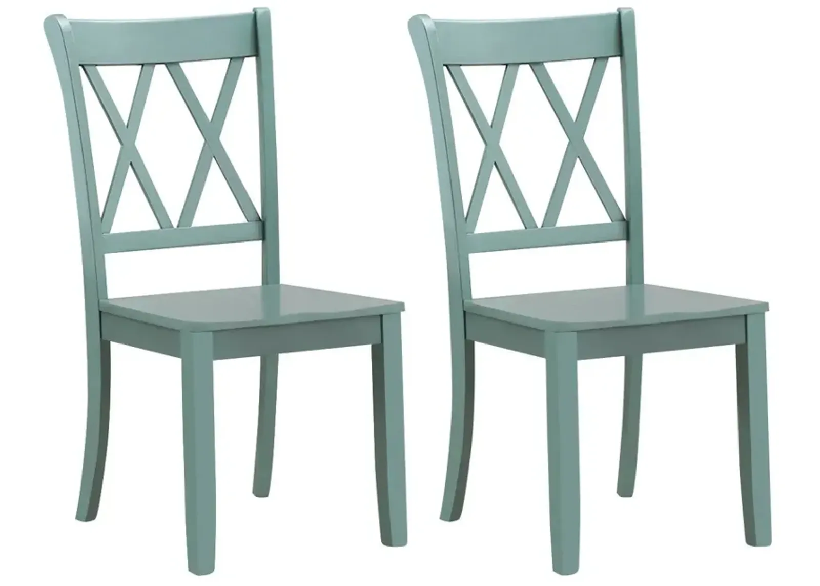 Set of 2 Cross Back Rubber Wood Dining Chairs