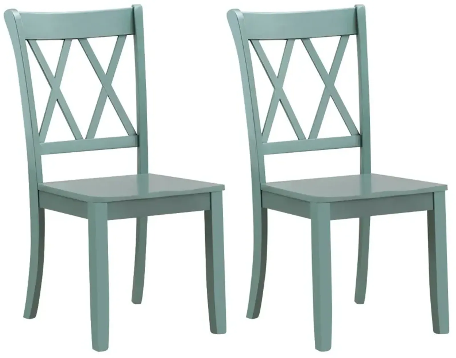 Set of 2 Cross Back Rubber Wood Dining Chairs