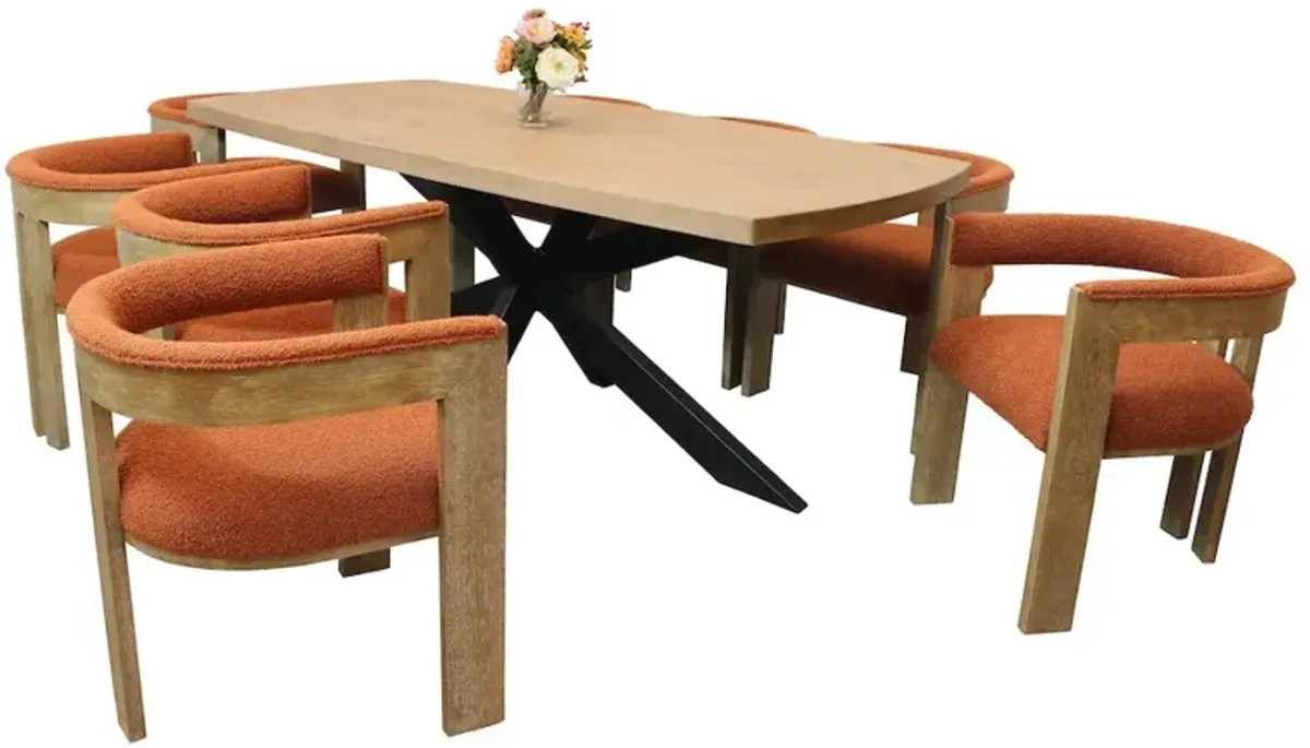 Logan 82 Dining Table with 8 Trish Rust Arm Chairs