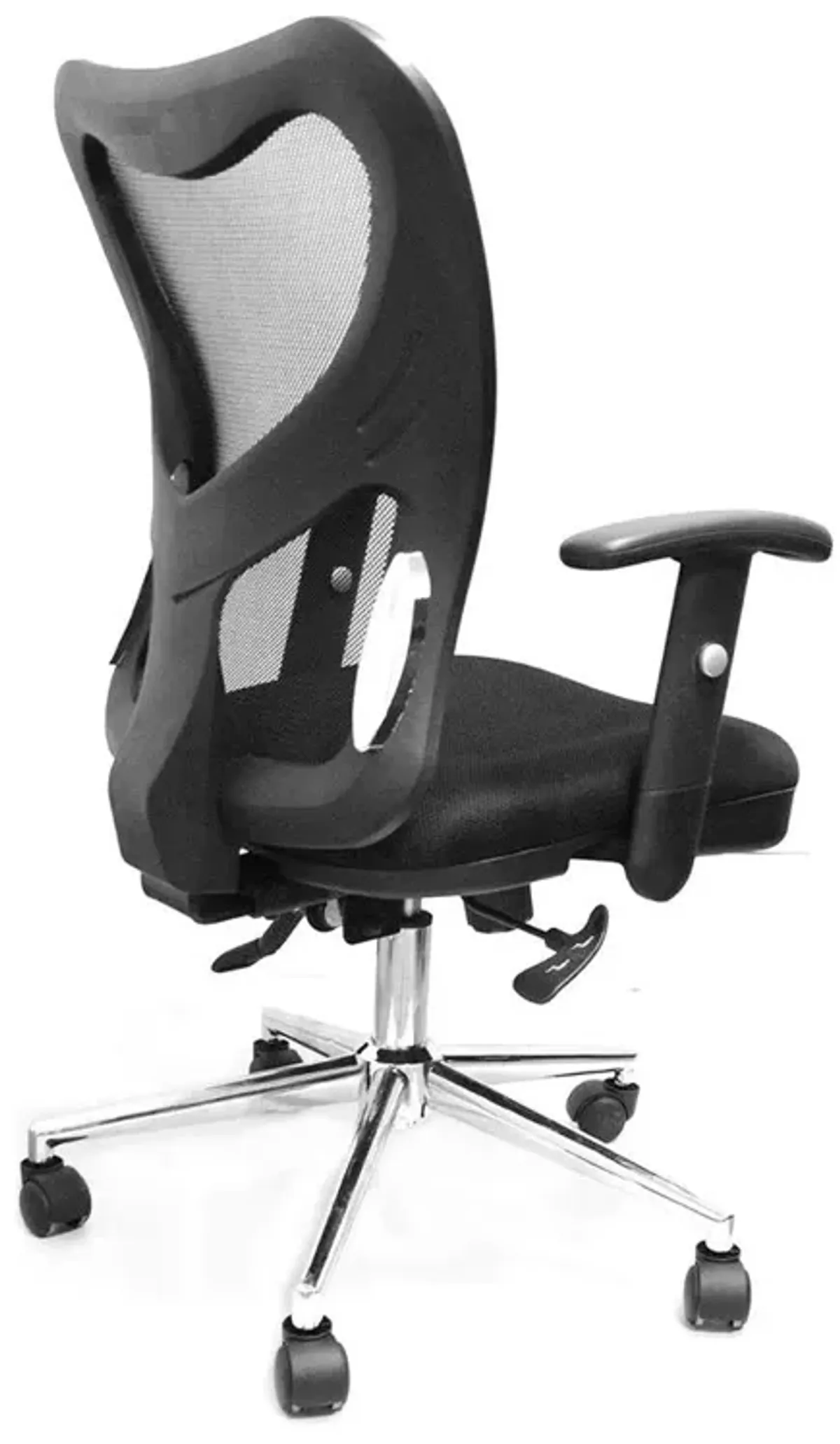 Techni Mobili High Back Mesh Office Chair With Chrome Base. Color: Black