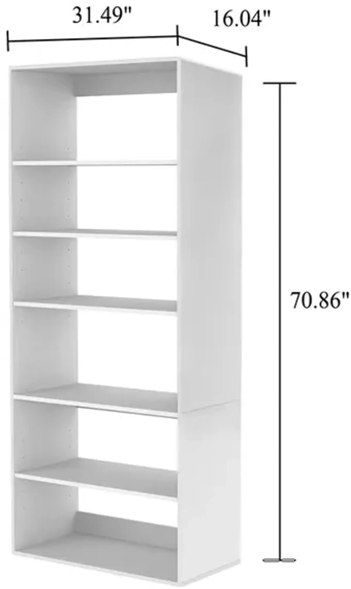 71" High Closet Organizer System with 6 Closet Shelves, Walk-in  Wooden Clothes Organizer, Armoire Wardrobe Closet System,White