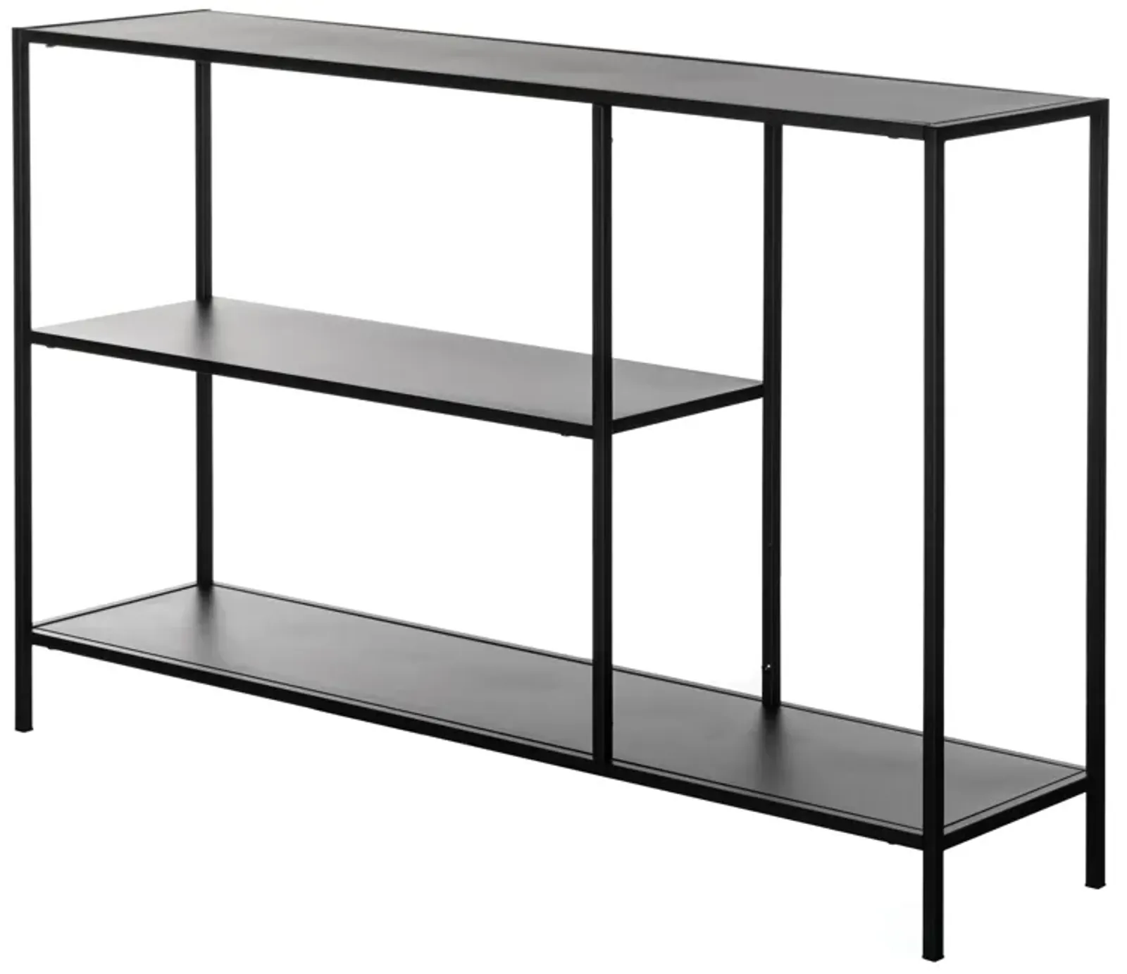 Modern Display Metal Console Table with Open Shelfs, for Dining, Entryway and Hallway, Black