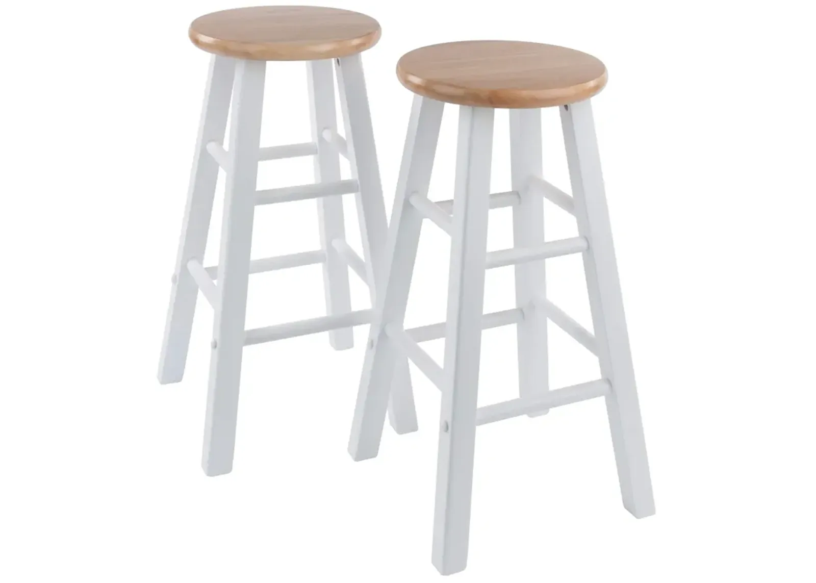 Casafoyer White and Natural 24" Counter Stool Set - Solid Wood, Sleek Design