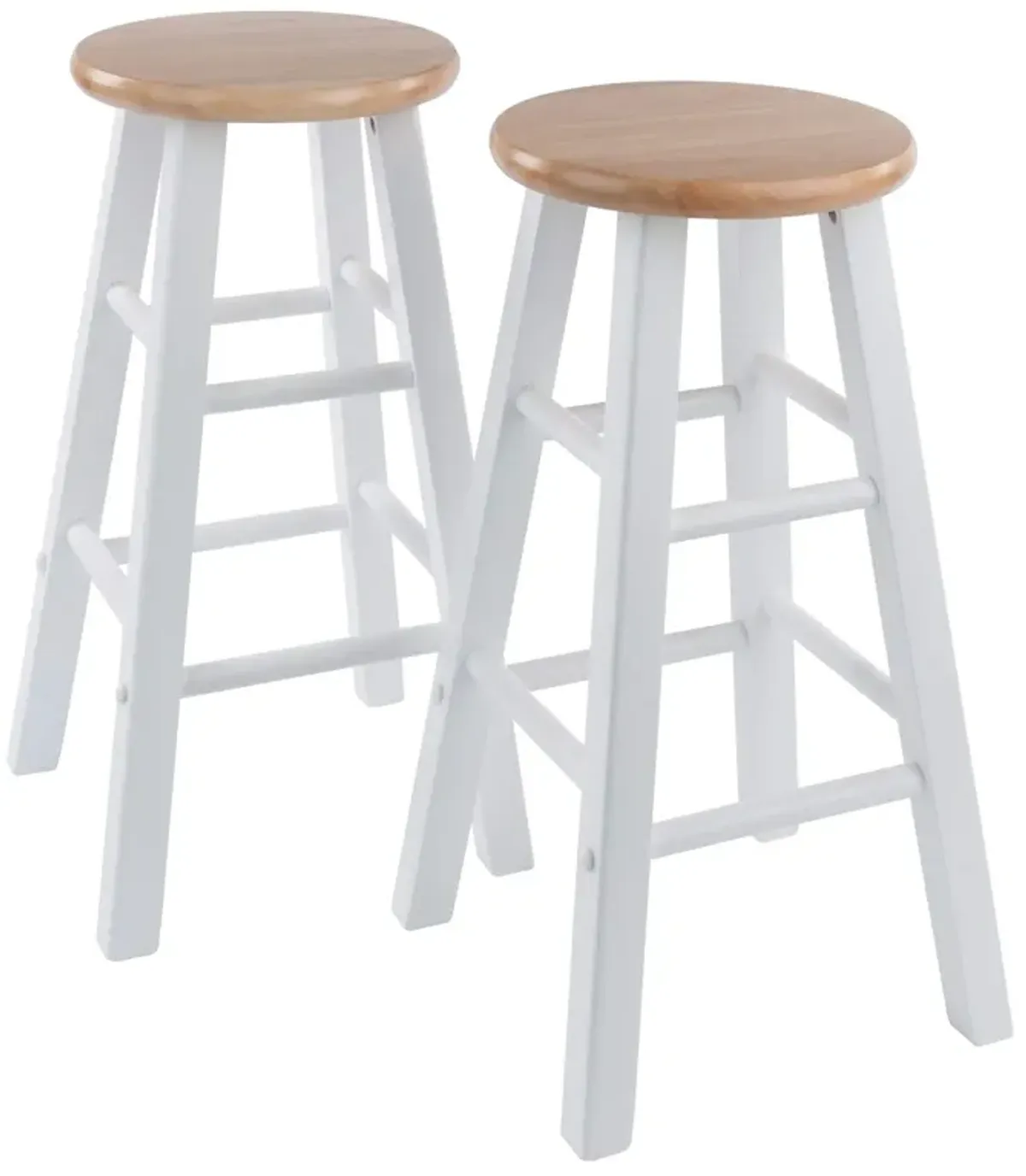 Casafoyer White and Natural 24" Counter Stool Set - Solid Wood, Sleek Design