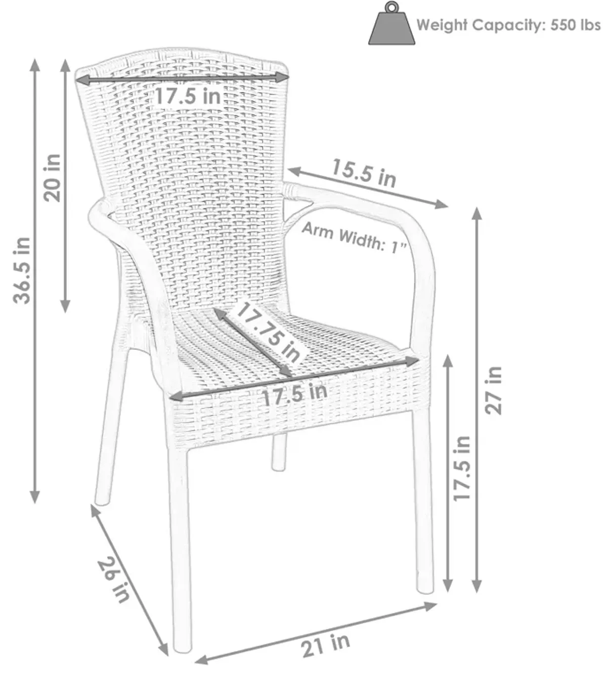 Sunnydaze Segesta All-Weather Plastic Patio Armchair