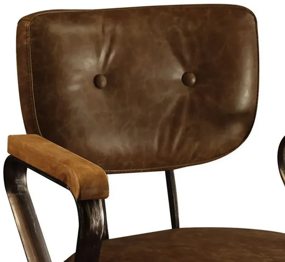 Metal & Leather Executive Office Chair, Brown