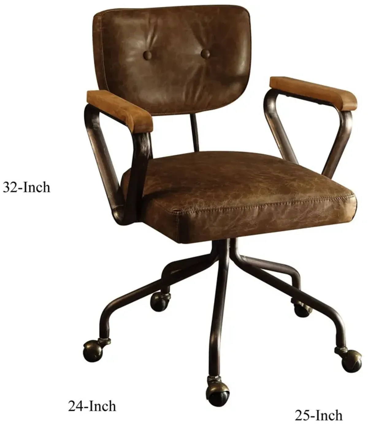 Metal & Leather Executive Office Chair, Brown