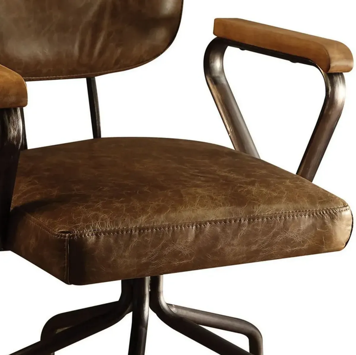 Metal & Leather Executive Office Chair, Brown