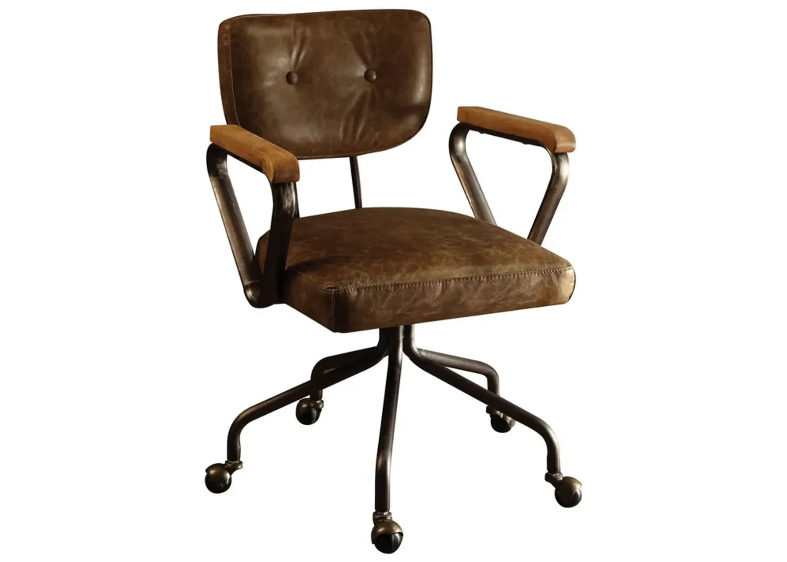 Metal & Leather Executive Office Chair, Brown