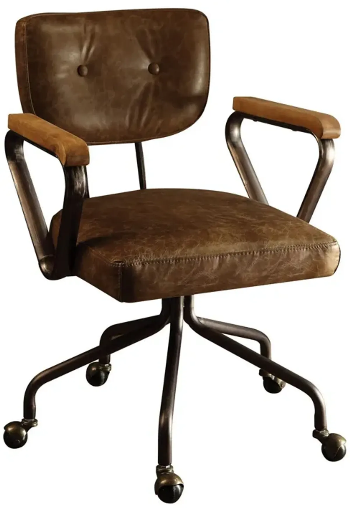 Metal & Leather Executive Office Chair, Brown