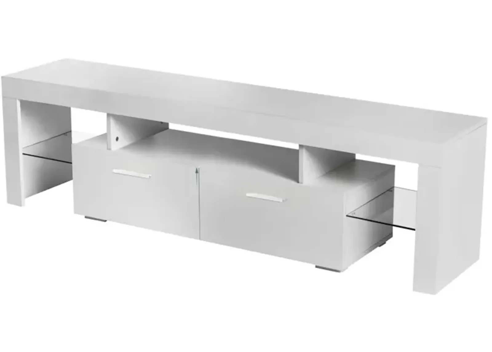 Modern TV Stand With LED Lights, High Glossy Front TV Cabinet