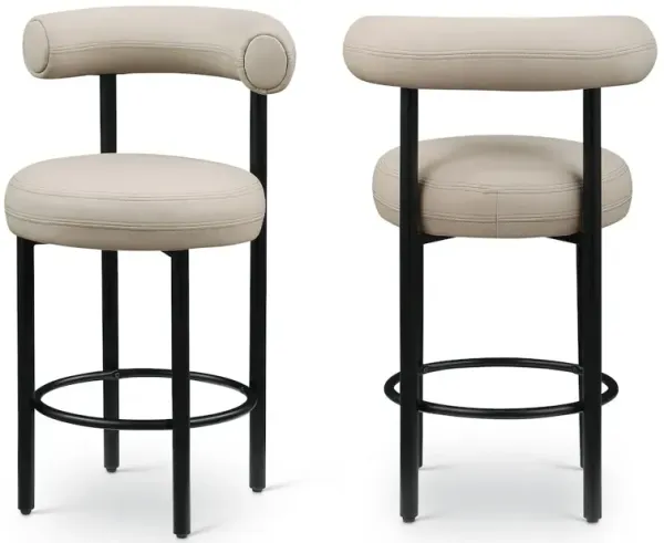 Meridian Furniture Bordeaux Vegan Leather Counter Stool, Set of 2