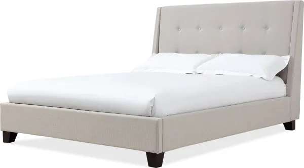 Madera California King-size Upholstered Platform Bed in Putty