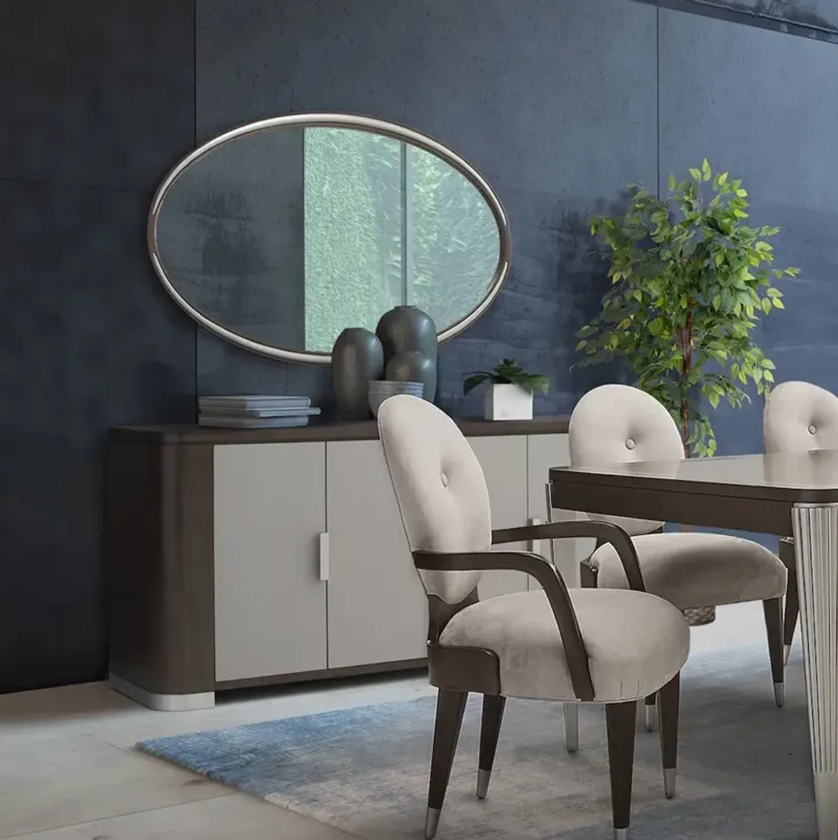 Michael Amini Roxbury Park Sideboard & Mirror - Slate
