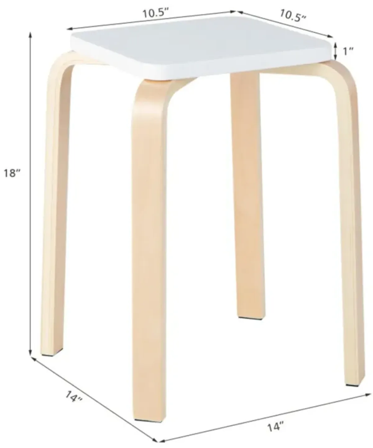 Hivvago Stackable Stools Set of 4 with Square Top and Rounded Corners