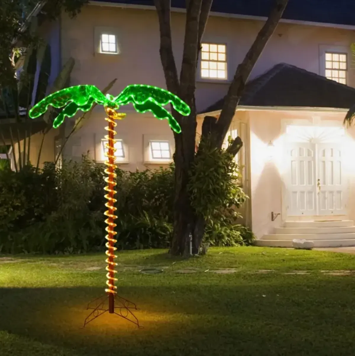 Hivvago 5 Feet LED Pre-lit Palm Tree Decor with Light Rope