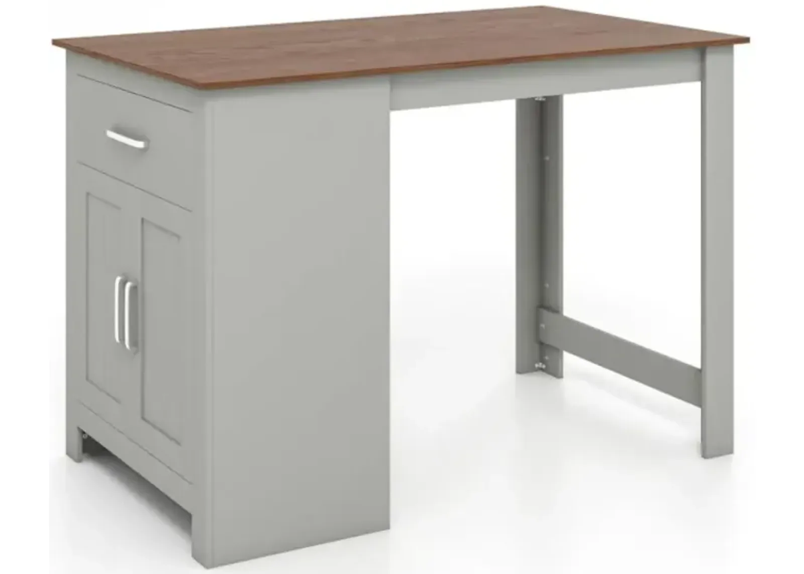 Hivvago Counter Height Bar Table with Storage Cabinet and Drawer