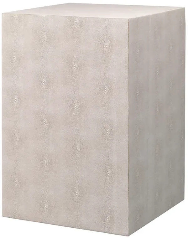 Side Table with Square Frame and Faux Shagreen Accent, Beige-Benzara